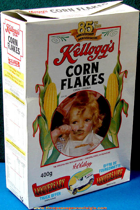 1991 Kellogg’s Corn Flakes Canadian French & English Anniversary Cereal Box With Premium Offers