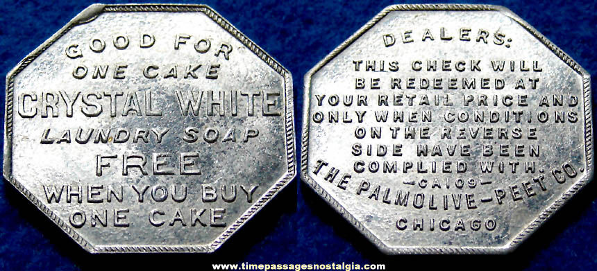 Old Palmolive Crystal White Laundry Soap Advertising Premium Coupon Token Coin