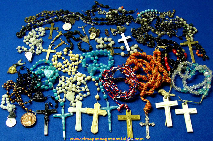 (10) Old Sets of Christian or Catholic Rosary Beads + Many Parts