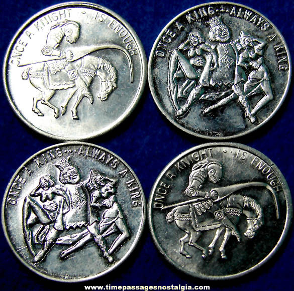(4) Old Risque Joke Metal Token Coins