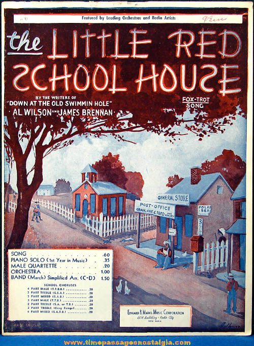 1950 The Little Red School House Song Sheet Music