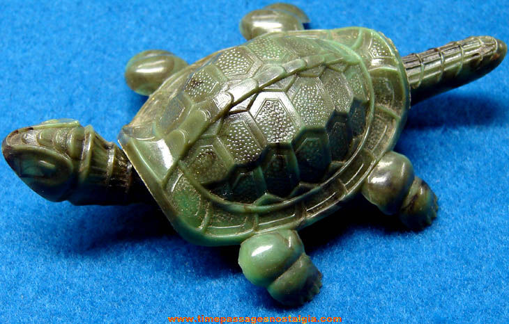 Old Realistic Looking Nodder Head & Tail Plastic Toy Turtle Figure
