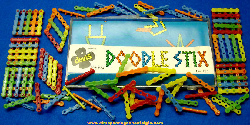 Colorful Old Davis Toy Doodle Stix Parts with Instruction Sheet