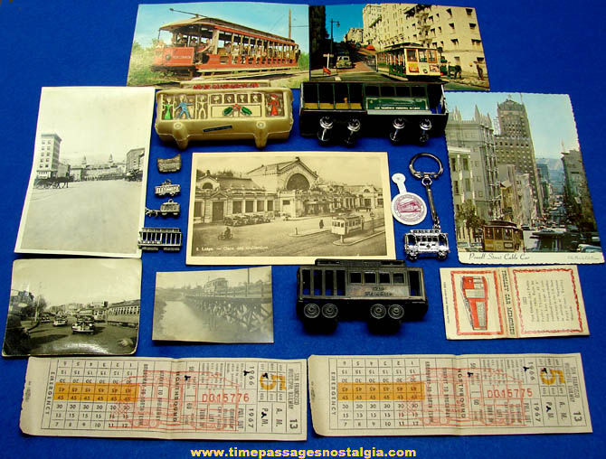 (19) Old Trolley, Streetcar, & Cable Car Advertising & Souvenir Items