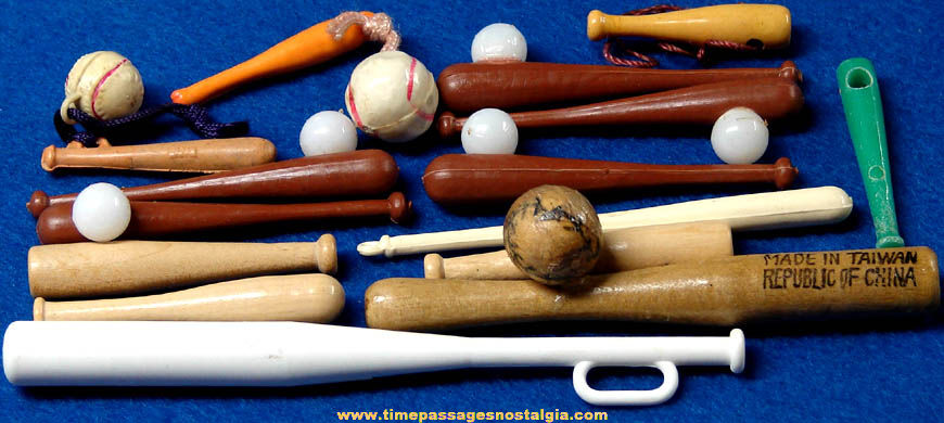 (15) Small Baseball Bat & Ball Sports Charms & Miniature Novelty Items