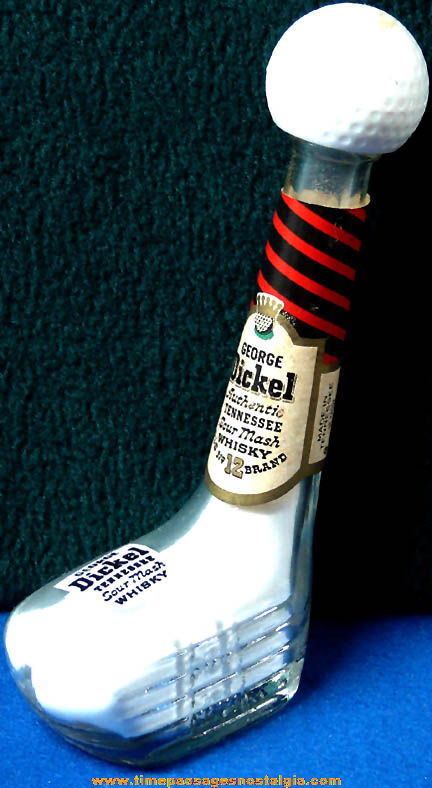 Small Old George Dickel Tennessee Whisky Advertising Golf Club & Ball Bottle