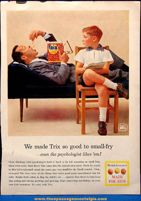 1960s General Mills Trix Cereal Magazine Advertisement