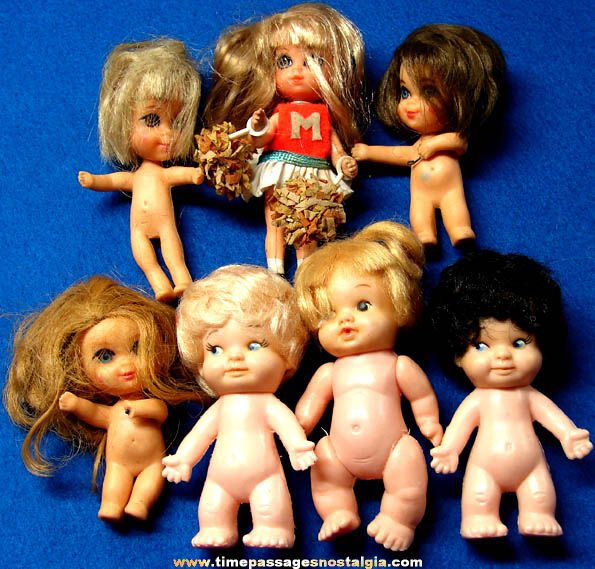 (7) Small 1960s Plastic & Rubber Toy Baby Dolls