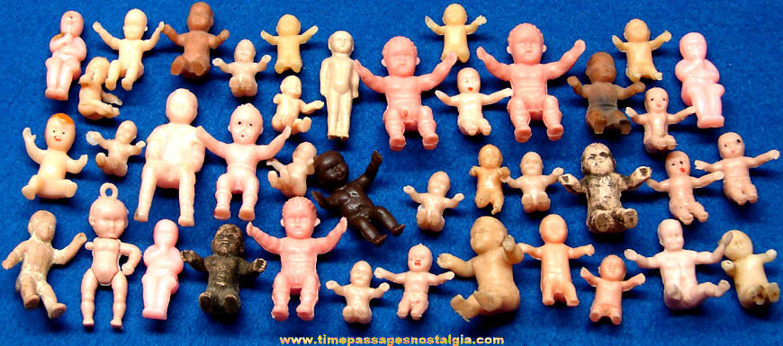 (40) Tiny Old Miniature Plastic Baby Dolls