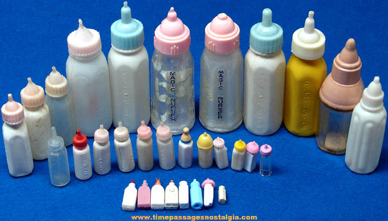 (31) Small & Miniature Plastic Toy Baby Doll Bottles