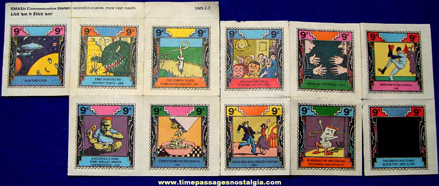 (11) Different Colorful Old Unused Smash Commemorative Stamp Historic Stickers
