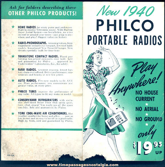 1940 Philco Portable Radio Advertising Sales Brochure