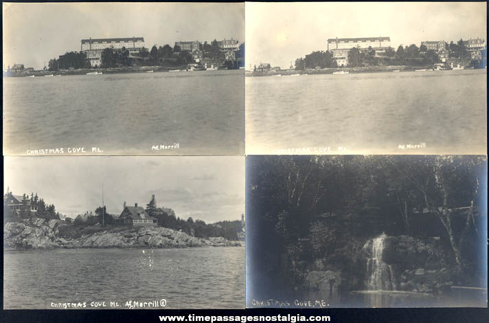 (6) Old Unused Christmas Cove Maine A. E. Merrill Real Photo Post Cards