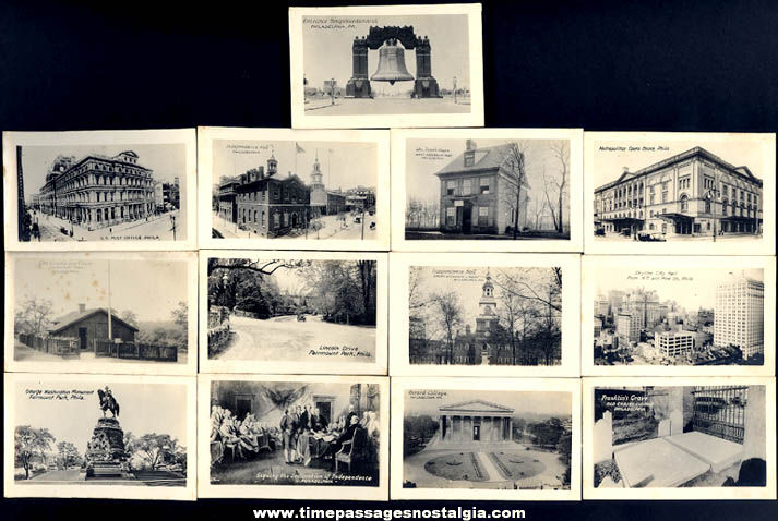 (25) Old Philadelphia Pennsylvania Advertising Souvenir Miniature Photographs With Mailer Box