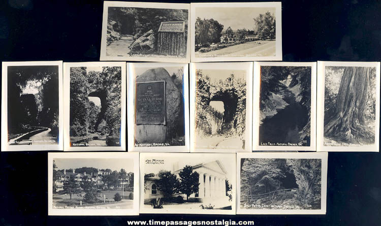 (10) Old Natural Bridge Virginia Advertising Souvenir Miniature Photographs With Mailer Box & Bonus Photo