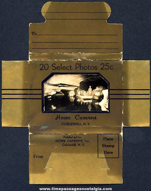 (20) Old Howe Caverns Cobleskill New York Advertising Souvenir Miniature Photographs With Mailer Box