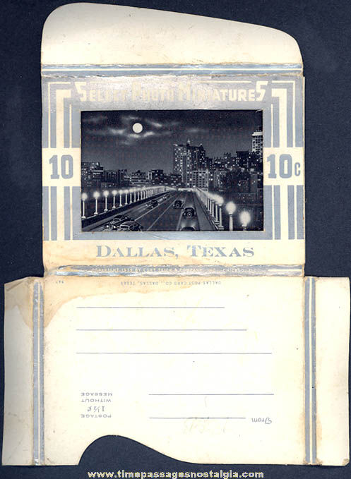 (10) Old Dallas Texas Advertising Souvenir Miniature Photographs With Mailer Box