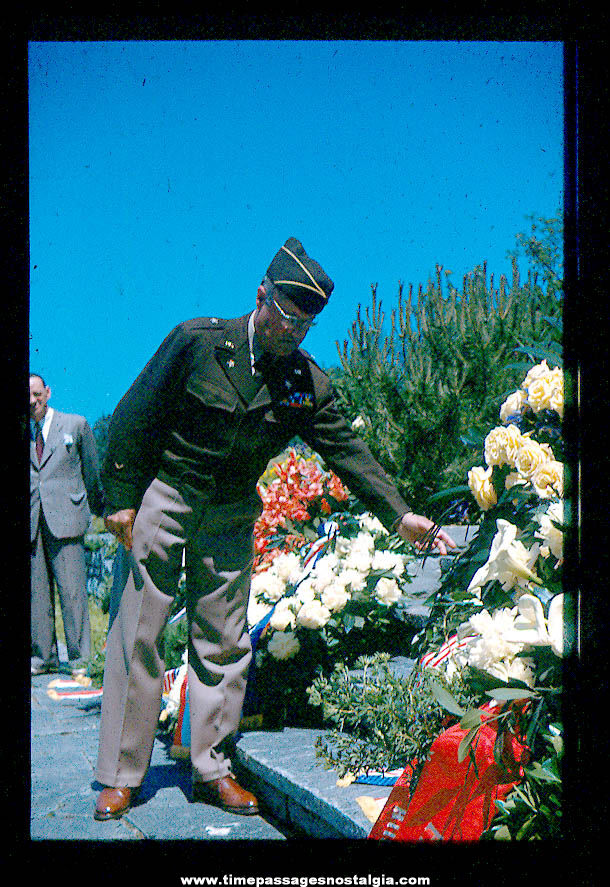 (64) American European World War Cemetery Memorial Ceremony Color Photograph Slides