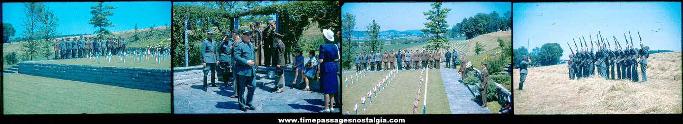 (64) American European World War Cemetery Memorial Ceremony Color Photograph Slides
