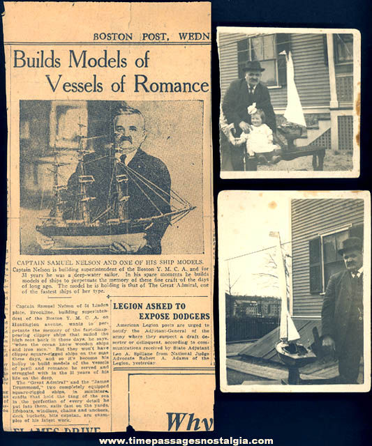 1921 Model Ship Building Photographs & Newspaper Article
