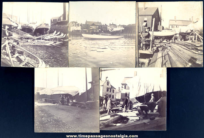 (5) Different Old Marblehead Yacht Yard Photographs