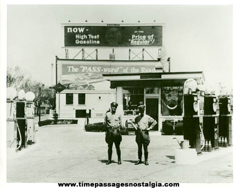 Old Nostalgic Shell Gasoline Station with Attendants Photograph Negative