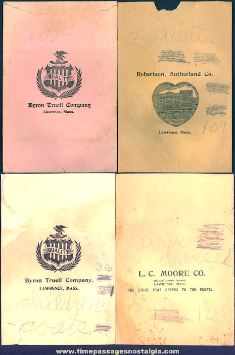 (7) Small Old New England 5c & 10c or Department Store Advertising Paper Bags