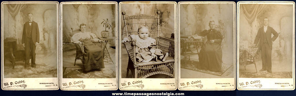 (5) Old Somersworth New Hampshire Family Photograph Cabinet Cards