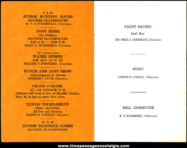 1938 Hull Massachusetts 31st Annual Hull Gala Day Advertising Program Booklet