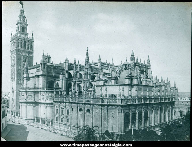 Old Cathedral or Church Exterior View Magic Lantern Glass Slide