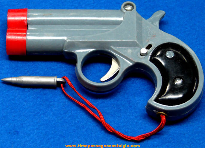 Old Plastic Toy Flashlight Derringer Pistol Gun with Bullet Charm