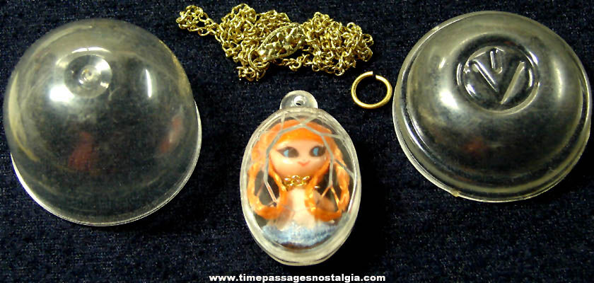 Old Liddle Kiddles Type Miniature Gum Ball Machine Prize Toy Doll Locket Pendant Charm Necklace