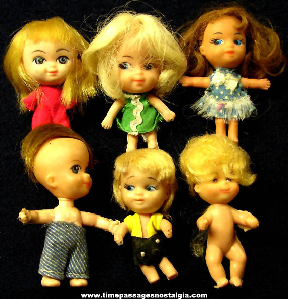 (6) Different Small Old Liddle Kiddles Type Toy Dolls