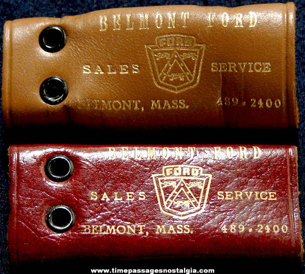 (2) Old Belmont Massachusetts Ford Auto Dealership Advertising Premium Key Wallets