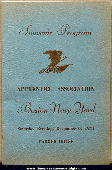 1941 Boston Navy Yard Apprentice Association Souvenir Program Book