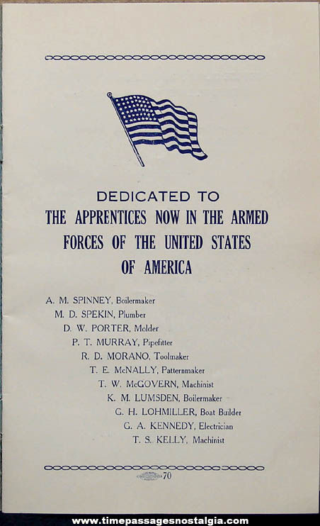1941 Boston Navy Yard Apprentice Association Souvenir Program Book