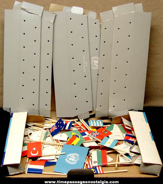 Old Boxed United Nations Flag Kit with (83) Flags