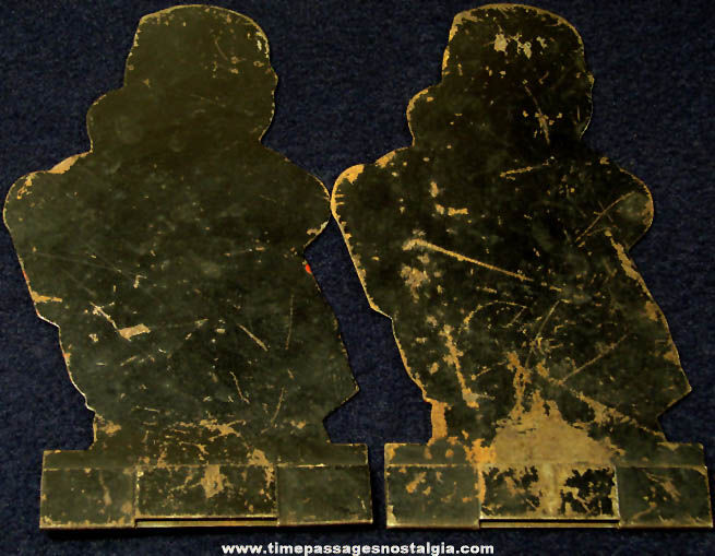 (2) Old Painted Die Cut Sheet Metal Cultural Man & Woman In Costume Figures