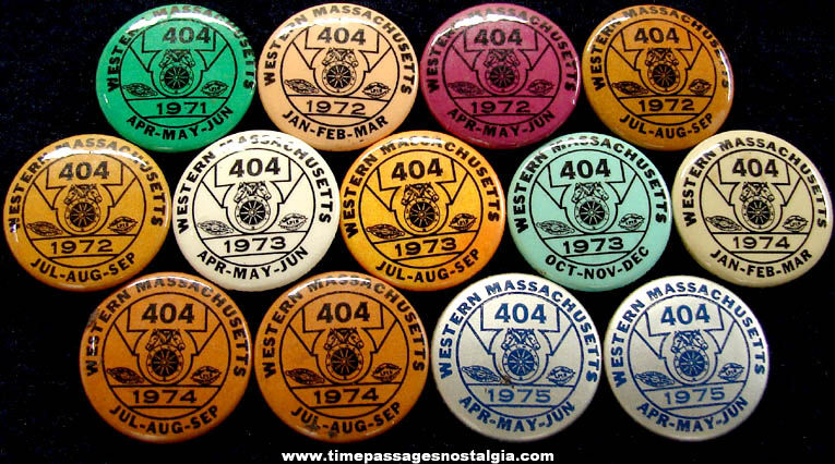 (13) Old Western Massachusetts Employee Teamsters Union #404 Advertising Pin Back Buttons