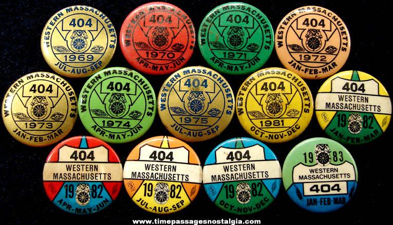 (13) Old Western Massachusetts Employee Teamsters Union #404 Advertising Pin Back Buttons