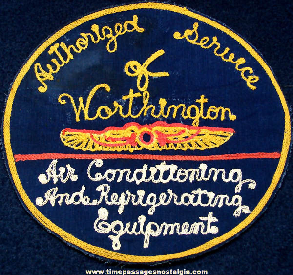 Large Old Worthington Air Conditioning and Refrigerating Equipment Advertising Employee Patch