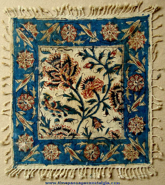 Colorful Old Miniature Woven Iranian Carpet or Rug with Flowers