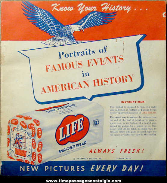 Old Portraits of Famous Events in American History Bread End Label Advertising Premium Album
