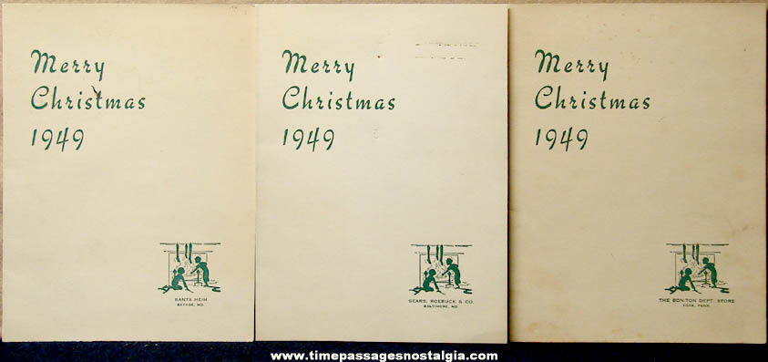 (3) 1949 Santa Claus & Women Christmas Holiday Photographs with Folders
