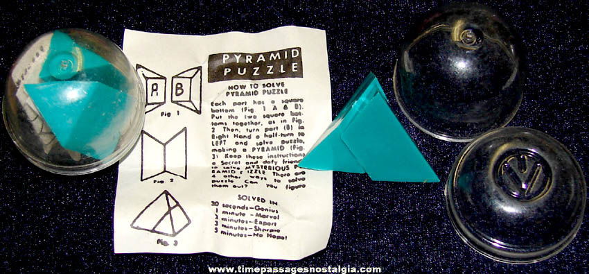 (2) Old Gum Ball Machine Prize Pyramid Puzzles with Instructions