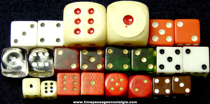 (11) Different Colorful Old Game Dice Sets
