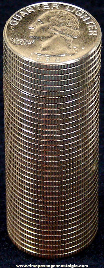 Unused 1996 Metal Stack of United States Quarters Butane Cigarette Lighter