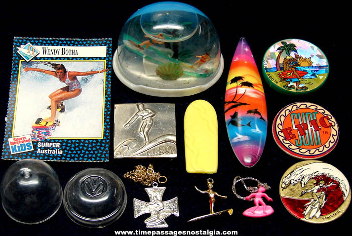 (11) Small Older & Newer Surfer or Surfing Related Items