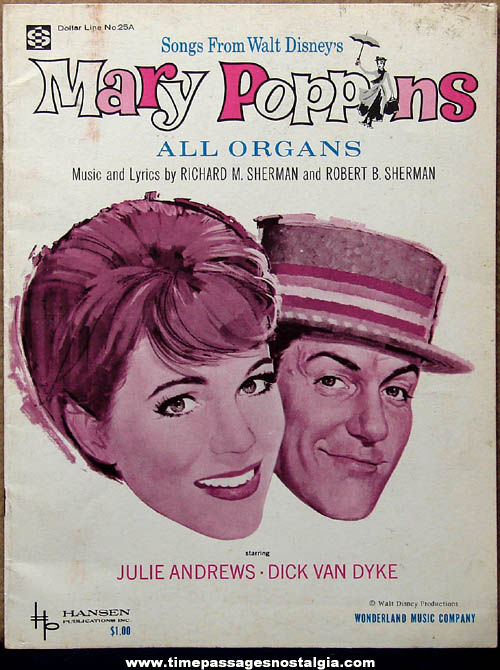 1964 Walt Disney Mary Poppins Movie Song Booklet