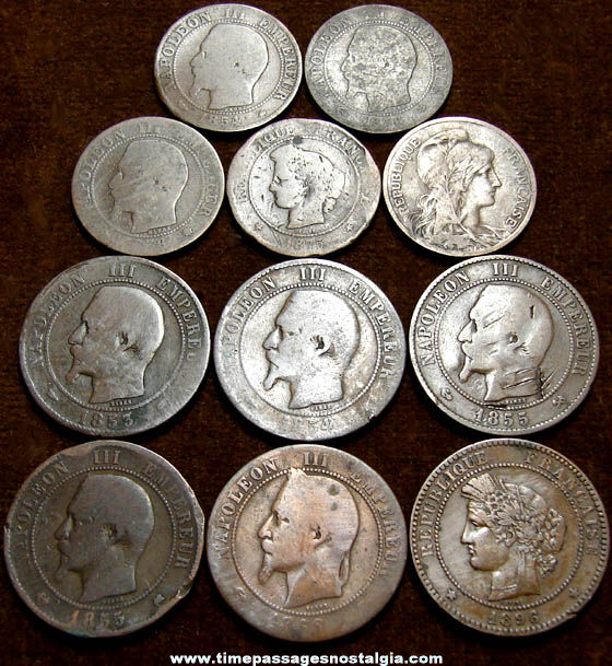 (11) 19th Century France Coins